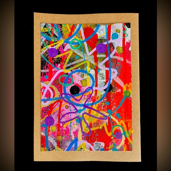 ⚫️ Hand-Painted One Of A Kind Blank Framable 5x7 Greeting Card With Envelope - Picture 1 of 3